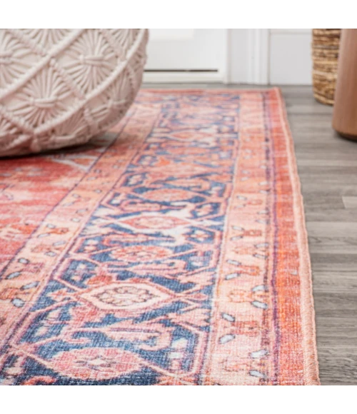 Maris Ornate Medallion Washable Orange/Cream 3 ft. x 5 ft. Area Rug