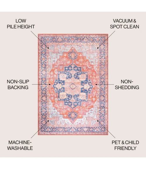 Jonathan Y WASHABLE Blue WSH109B 9ft. X 12ft. Rect. Rug