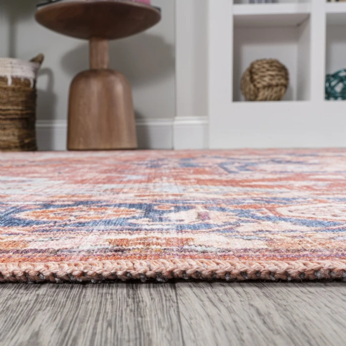Jonathan Y WASHABLE Orange WSH109A 5ft.3in. Round Rug