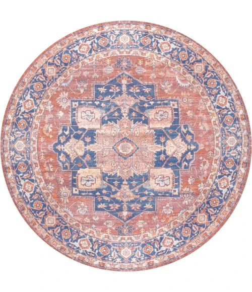Jonathan Y WASHABLE Orange WSH109A 7ft.-10in. Round Rug