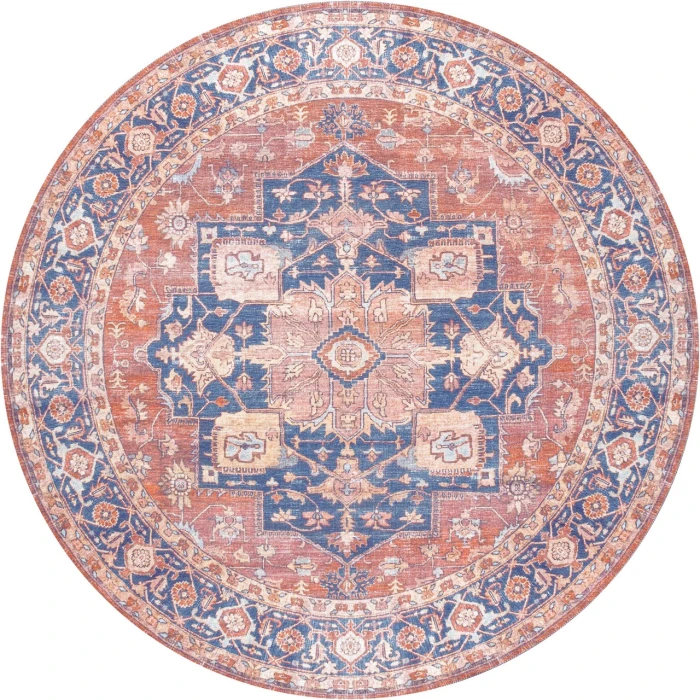 Jonathan Y WASHABLE Orange WSH109A 5ft.3in. Round Rug