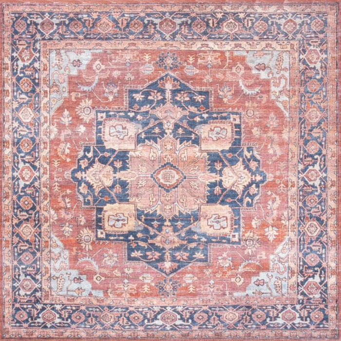 Jonathan Y WASHABLE Orange WSH109A 5ft.3in. Square Rug