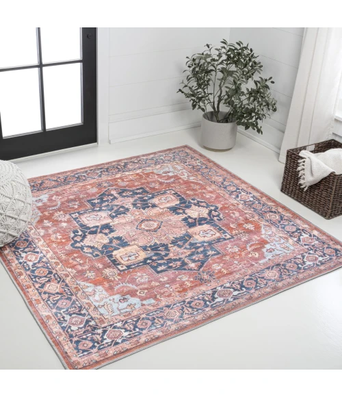 Jonathan Y WASHABLE Blue WSH109B 7ft.-10in. Square Rug