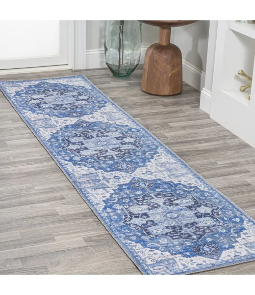Jonathan Y WASHABLE Blue WSH109B 2ft. X 10ft. Rect. Rug