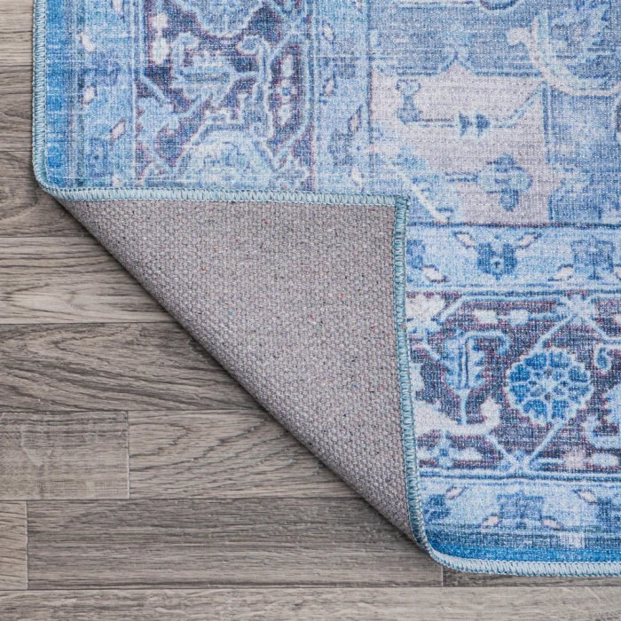 Maris Ornate Medallion Washable Blue/Navy 5 ft. x 8 ft. Area Rug