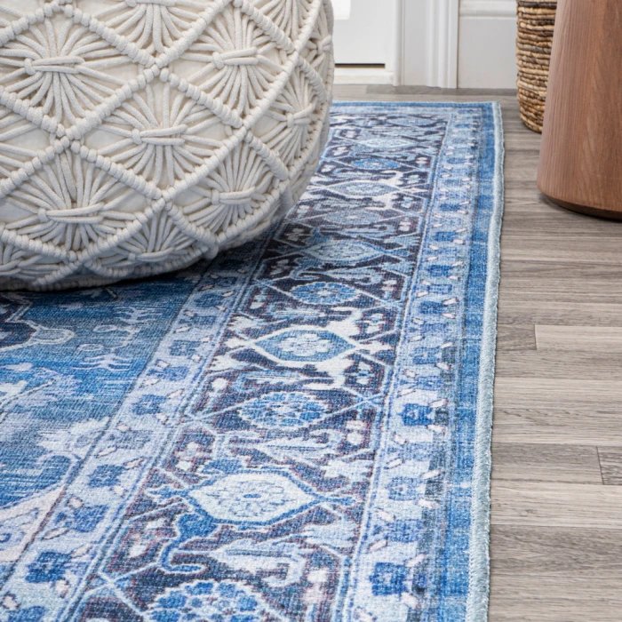 Maris Ornate Medallion Washable Blue/Navy 5 ft. x 8 ft. Area Rug