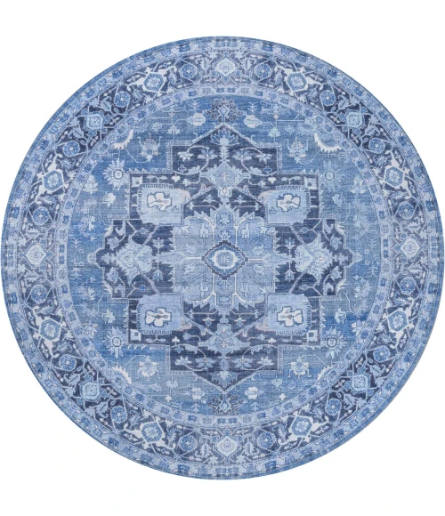 Jonathan Y WASHABLE Blue WSH109B 7ft.-10in. Round Rug