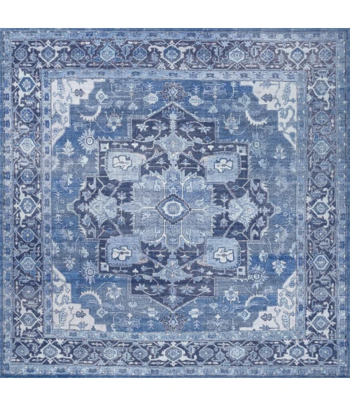 Jonathan Y WASHABLE Blue WSH109B 5ft.3in. Square Rug