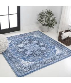Jonathan Y WASHABLE Blue WSH109B 6ft. Square Rug