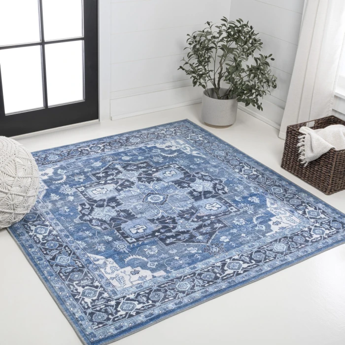 Jonathan Y WASHABLE Gray MDP100A 7ft.-10in. Square Rug