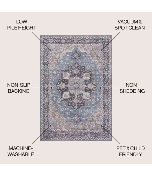 Jonathan Y WASHABLE Blue WSH109C 3ft.-11in. X 6ft. Rect. Rug