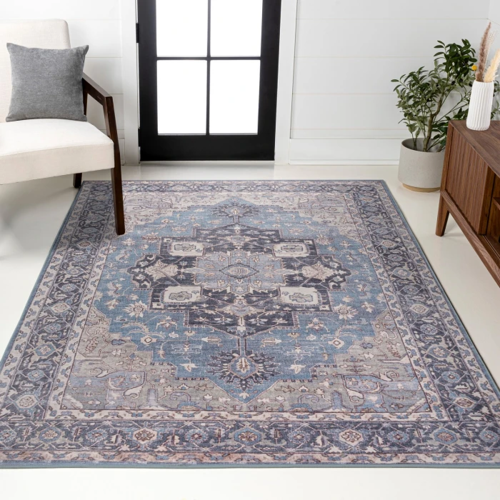 Jonathan Y WASHABLE Blue WSH109C 5ft.3in. X 7ft.7in. Rect. Rug