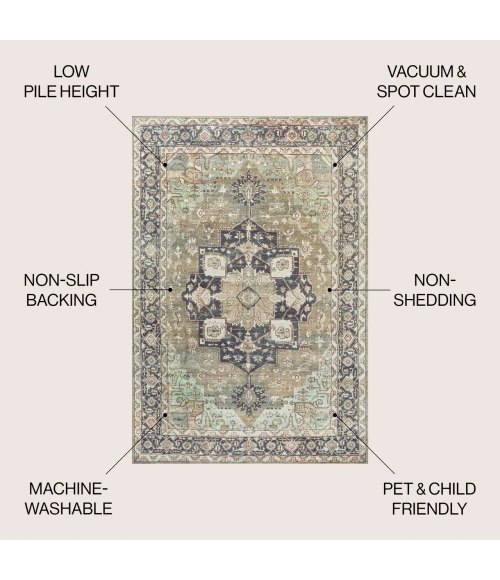 Jonathan Y WASHABLE Green WSH109E 3ft.-11in. X 6ft. Rect. Rug