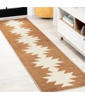 Chayton Minimalist Geometric Machine-Washable Terracotta/Cream 2 ft. x 8 ft. Runner Rug