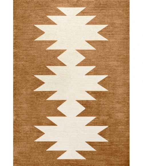 Chayton Minimalist Geometric Machine-Washable Terracotta/Cream 8 ft. x 10 ft. Area Rug