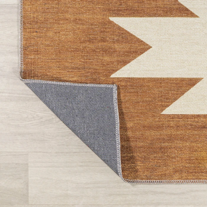 Chayton Minimalist Geometric Machine-Washable Terracotta/Cream 5 ft. x 8 ft. Area Rug