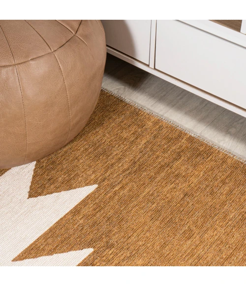 Chayton Minimalist Geometric Machine-Washable Terracotta/Cream 8 ft. x 10 ft. Area Rug