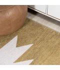Chayton Minimalist Geometric Machine-Washable Moss/Cream 3 ft. x 5 ft. Area Rug