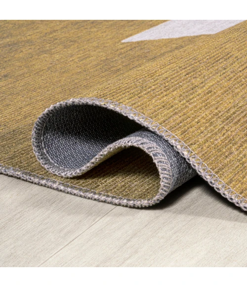 Chayton Minimalist Geometric Machine-Washable Moss/Cream 2 ft. x 8 ft. Runner Rug