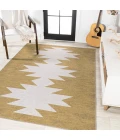Chayton Minimalist Geometric Machine-Washable Moss/Cream 3 ft. x 5 ft. Area Rug