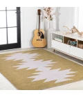 Chayton Minimalist Geometric Machine-Washable Moss/Cream 3 ft. x 5 ft. Area Rug