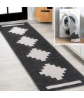 Adriel Geometric Tribal Medallion Machine-Washable Black/Cream 2 ft. x 8 ft. Runner Rug