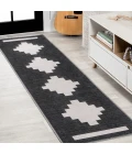 Adriel Geometric Tribal Medallion Machine-Washable Black/Cream 2 ft. x 8 ft. Runner Rug