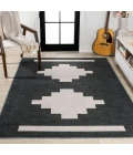 Adriel Geometric Tribal Medallion Machine-Washable Black/Cream 8 ft. x 10 ft. Area Rug