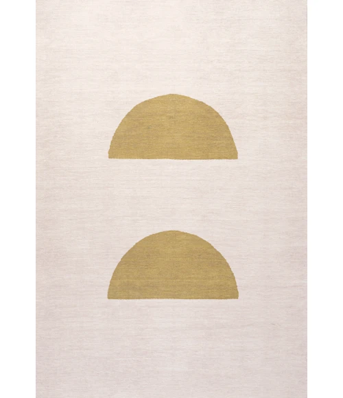Luola Minimalist Geometric Machine-Washable Cream/Moss 3 ft. x 5 ft. Area Rug