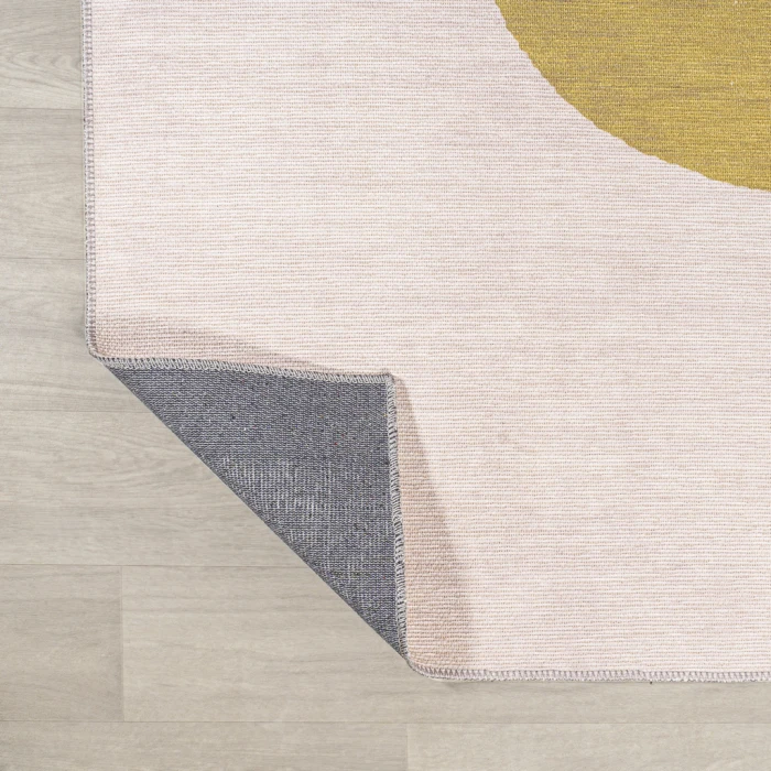 Luola Minimalist Geometric Machine-Washable Cream/Moss 4 ft. x 6 ft. Area Rug