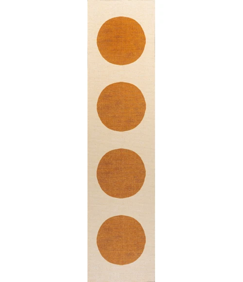 Cirkel Minimalist Geometric Dot Machine-Washable Cream/Terracotta 2 ft. x 8 ft. Runner Rug