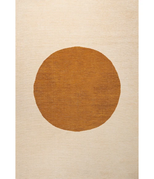 Cirkel Minimalist Geometric Dot Machine-Washable Cream/Terracotta 8 ft. x 10 ft. Area Rug