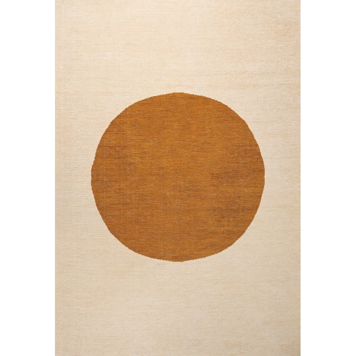 Cirkel Minimalist Geometric Dot Machine-Washable Cream/Terracotta 5 ft. x 8 ft. Area Rug