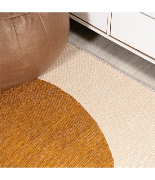 Cirkel Minimalist Geometric Dot Machine-Washable Cream/Terracotta 8 ft. x 10 ft. Area Rug