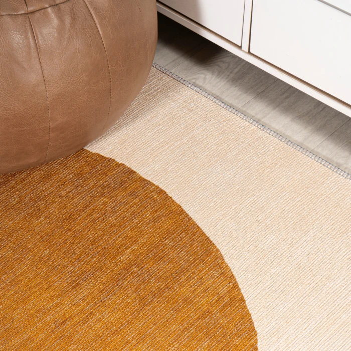 Cirkel Minimalist Geometric Dot Machine-Washable Cream/Terracotta 5 ft. x 8 ft. Area Rug