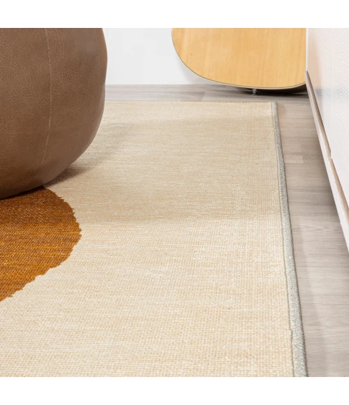 Cirkel Minimalist Geometric Dot Machine-Washable Cream/Terracotta 8 ft. x 10 ft. Area Rug