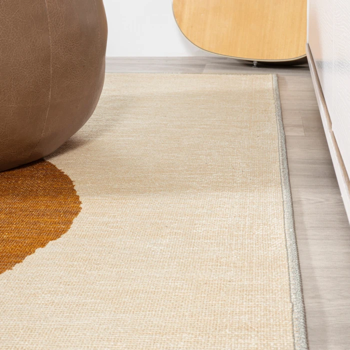 Cirkel Minimalist Geometric Dot Machine-Washable Cream/Terracotta 5 ft. x 8 ft. Area Rug