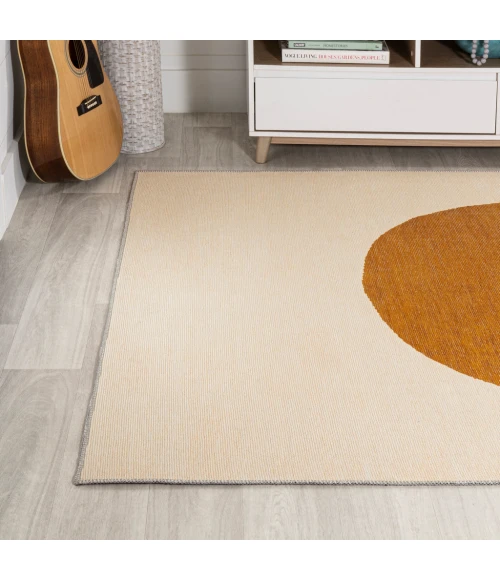 Cirkel Minimalist Geometric Dot Machine-Washable Cream/Terracotta 8 ft. x 10 ft. Area Rug