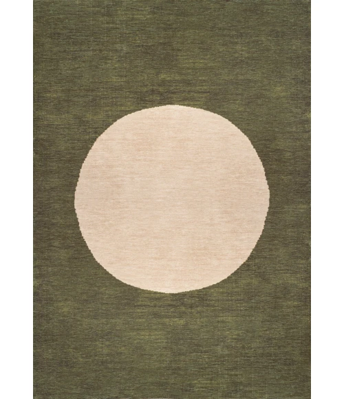 Cirkel Minimalist Geometric Dot Machine-Washable Green/Cream 8 ft. x 10 ft. Area Rug