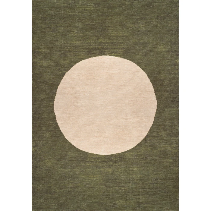 Cirkel Minimalist Geometric Dot Machine-Washable Green/Cream 5 ft. x 8 ft. Area Rug