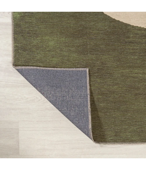 Cirkel Minimalist Geometric Dot Machine-Washable Green/Cream 8 ft. x 10 ft. Area Rug