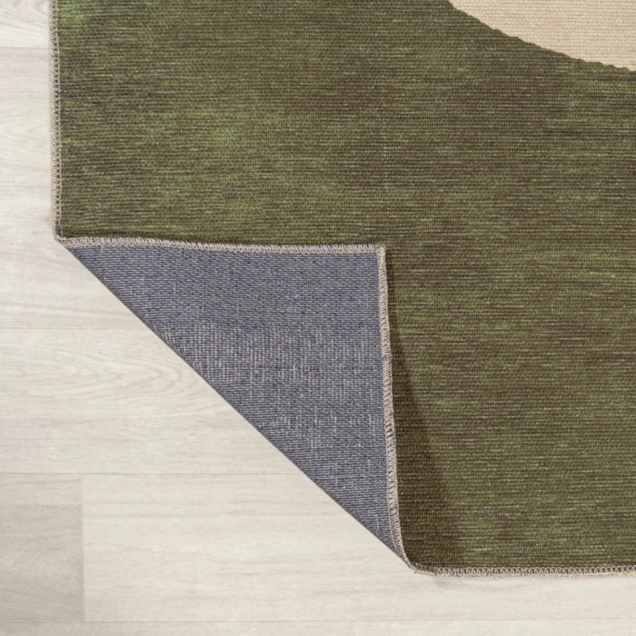 Cirkel Minimalist Geometric Dot Machine-Washable Green/Cream 5 ft. x 8 ft. Area Rug