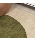 Cirkel Minimalist Geometric Dot Machine-Washable Cream/Green 3 ft. x 5 ft. Area Rug