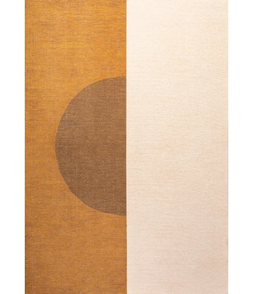 Demie Minimalist Graphic Circle Machine-Washable Brown/Cream/Terracotta 9 ft. x 12 ft. Area Rug