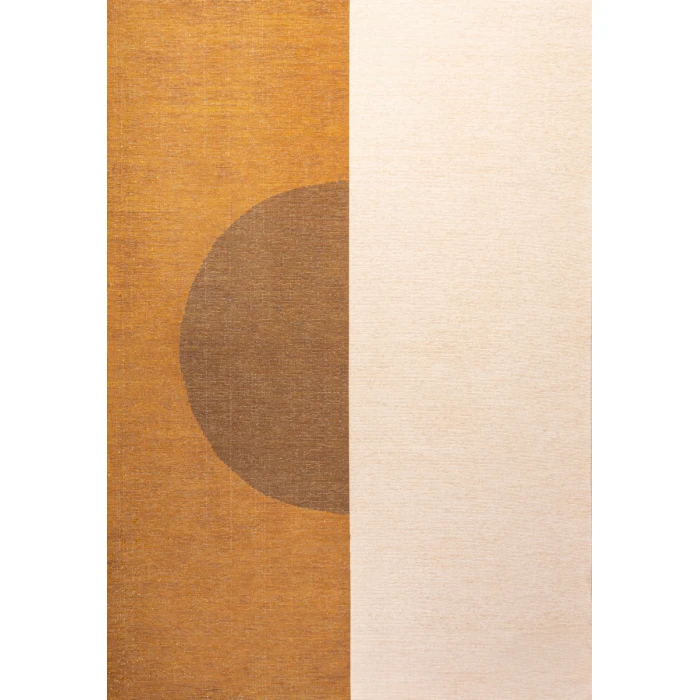Demie Minimalist Graphic Circle Machine-Washable Brown/Cream/Terracotta 5 ft. x 8 ft. Area Rug