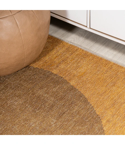 Demie Minimalist Graphic Circle Machine-Washable Brown/Cream/Terracotta 2 ft. x 8 ft. Runner Rug