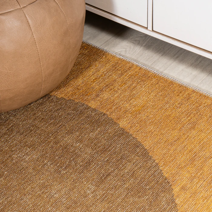 Demie Minimalist Graphic Circle Machine-Washable Brown/Cream/Terracotta 5 ft. x 8 ft. Area Rug