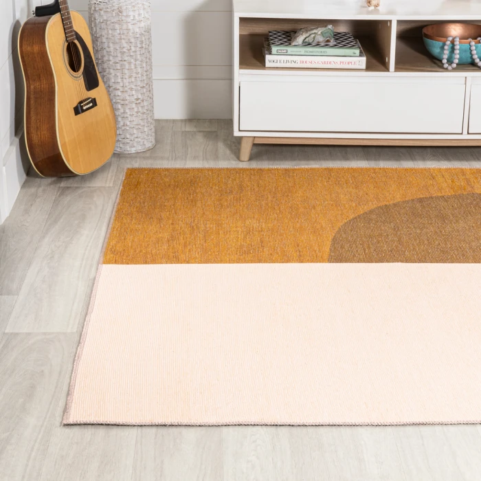 Demie Minimalist Graphic Circle Machine-Washable Brown/Cream/Terracotta 5 ft. x 8 ft. Area Rug