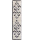 Ashkii Minimalist Medallion Machine-Washable Ivory/Dark Gray 2 ft. x 8 ft. Runner Rug