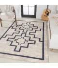 Ashkii Minimalist Medallion Machine-Washable Ivory/Dark Gray 3 ft. x 5 ft. Area Rug